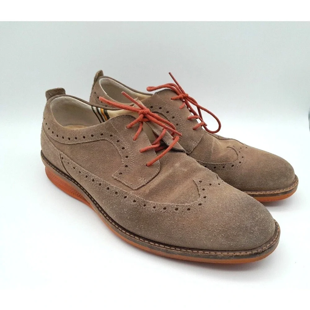ECCO Mens Oxford Shoes Brown Orange Lace Up Wingtip Low Top US 10 EUR 43